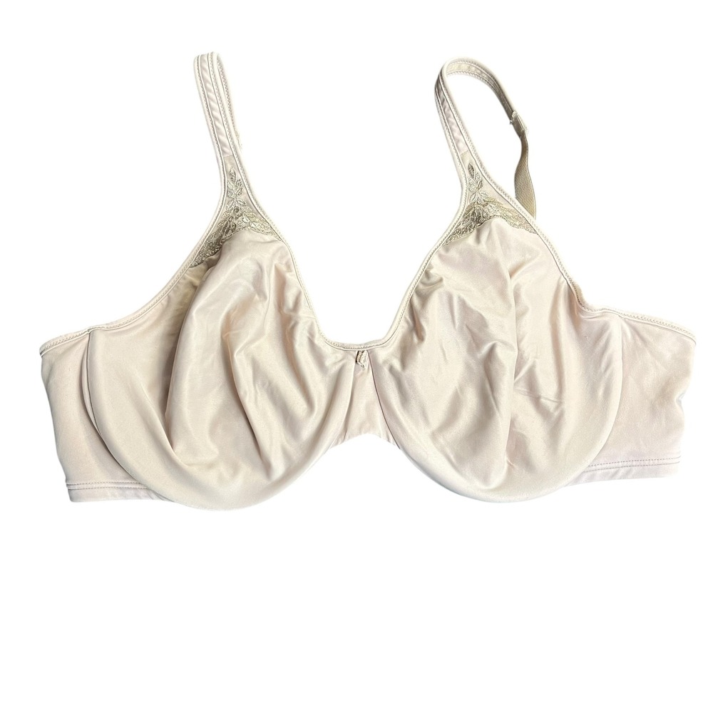 Bali Lace Trim Full Coverage Underwire Bra Beige Size 42DD